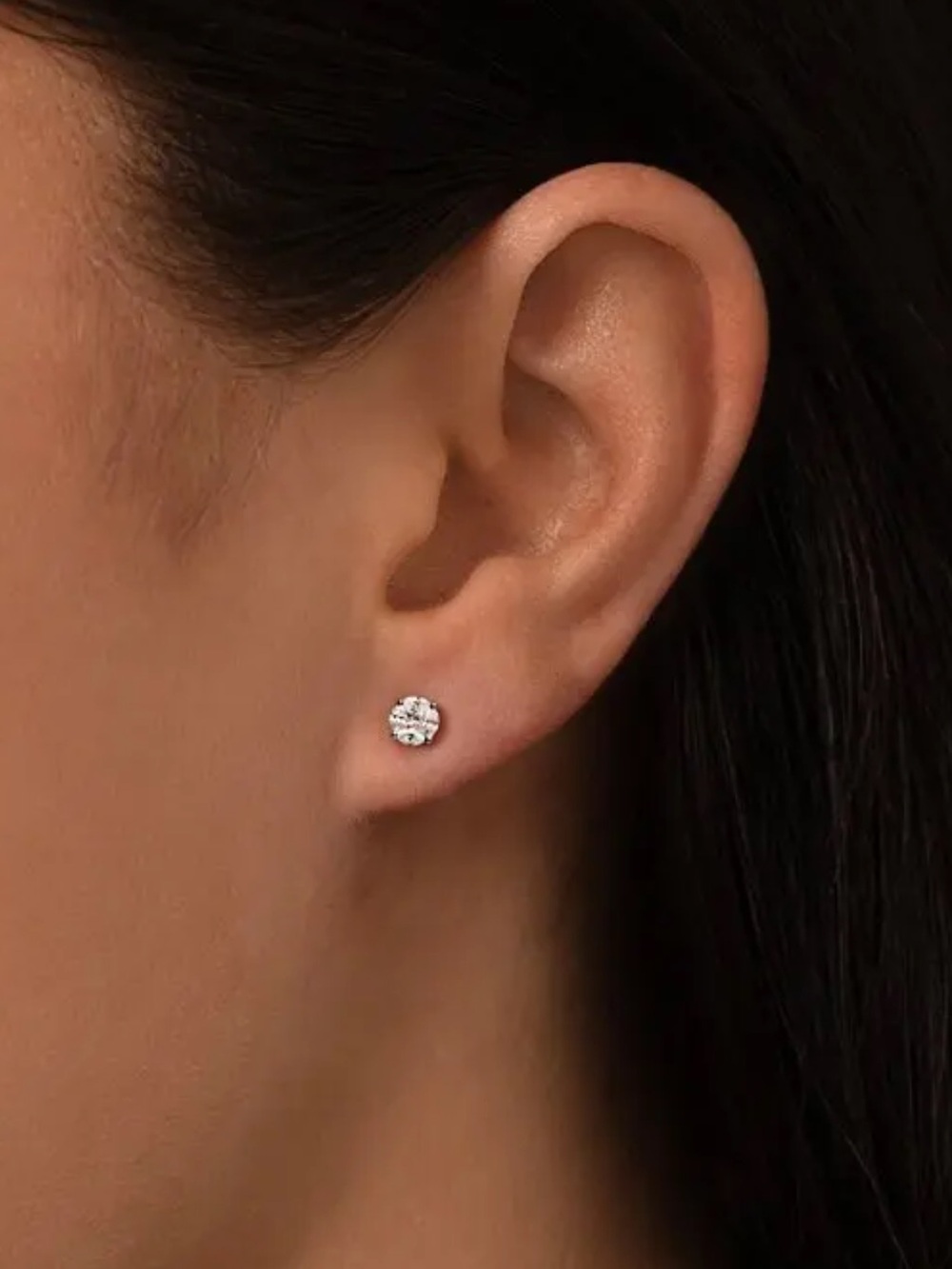 Ring Concierge Mini Round Illusion Diamond Stud  14 K Gold Earrings